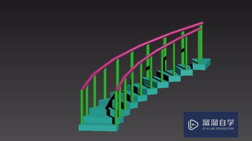 3dmax怎么用弯曲命令做一个旋转的楼梯?