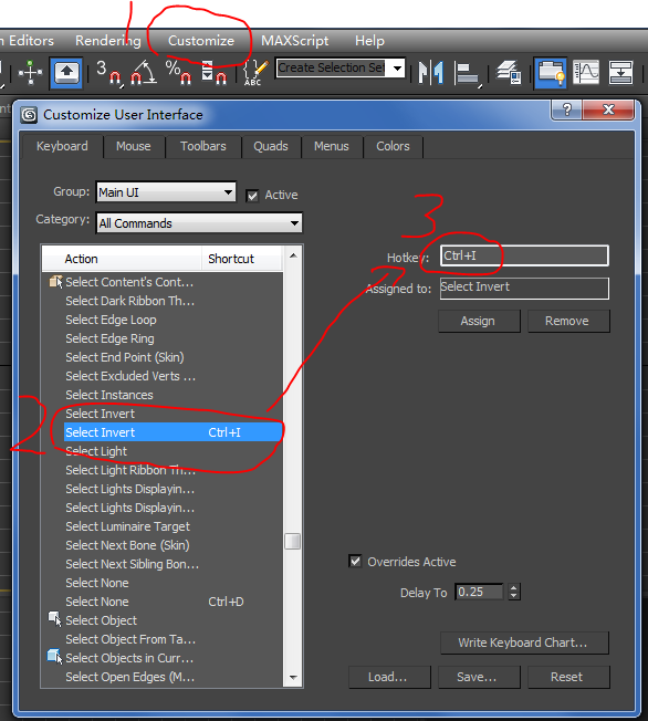 3dmax2014英文版反选ctrli都不能用了怎办