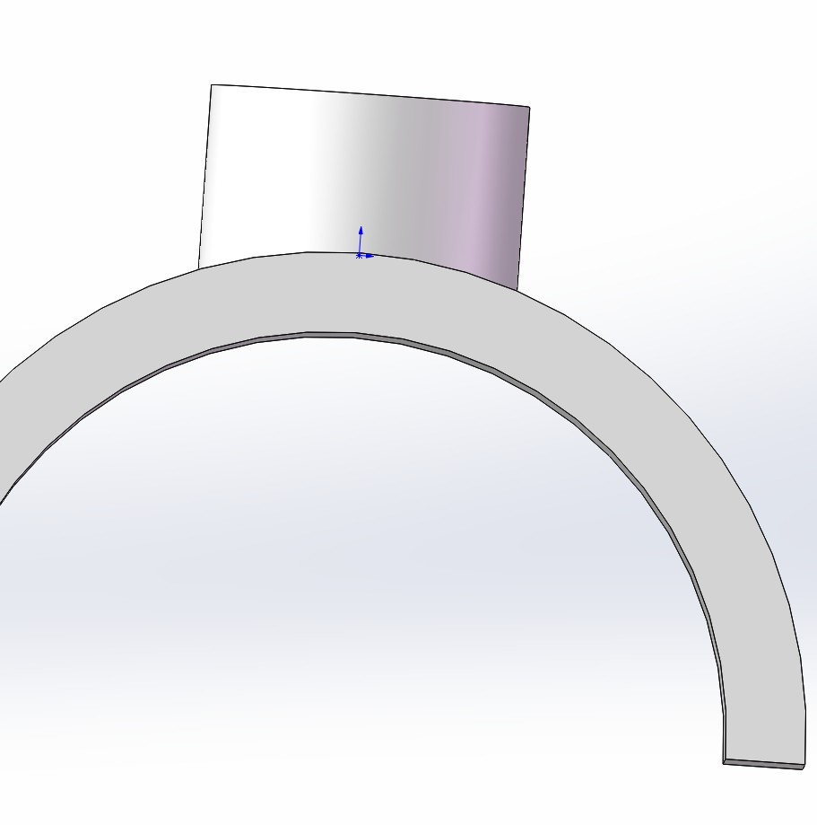 solidworks中如何让一个半圆上画一个空心的圆柱体谢谢