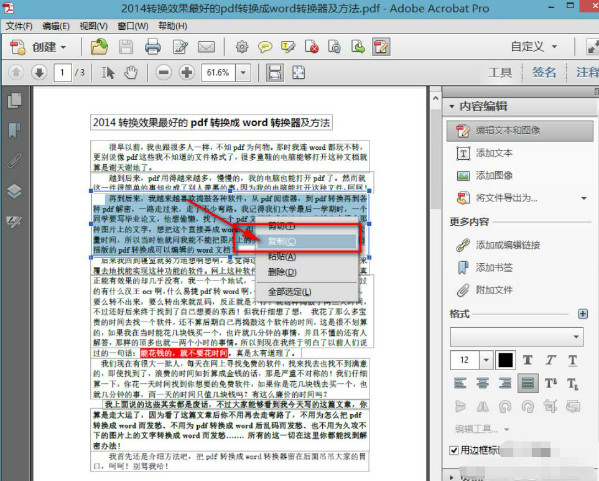 pdf阅读器的文字怎么粘贴复制