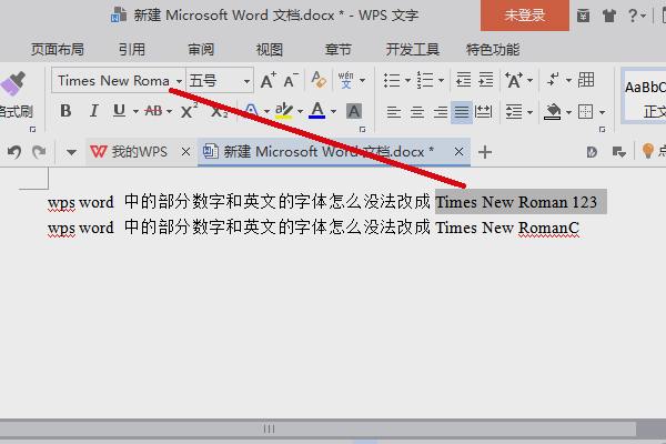 wpsword中的部分数字和英文的字体怎么没法改成timesnewroman