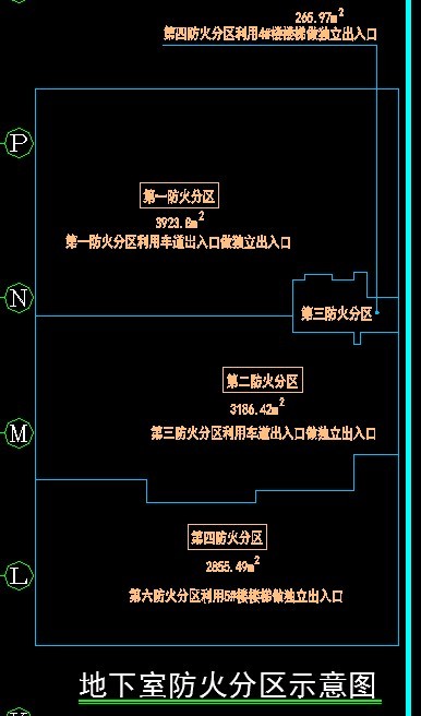 地下车库的防火分区在cad上怎么表示?