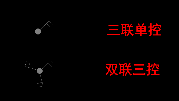 室内设计cad施工图双联三控,三联单控开关怎么画?