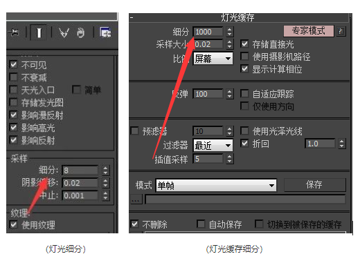 3dmax02灯光缓存细分对渲染有哪些影响