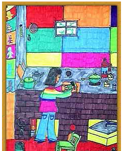 儿童画厨房怎么画?
