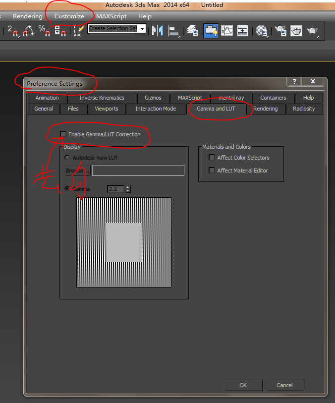 3dmax2014怎么设置默认gama数值为1?