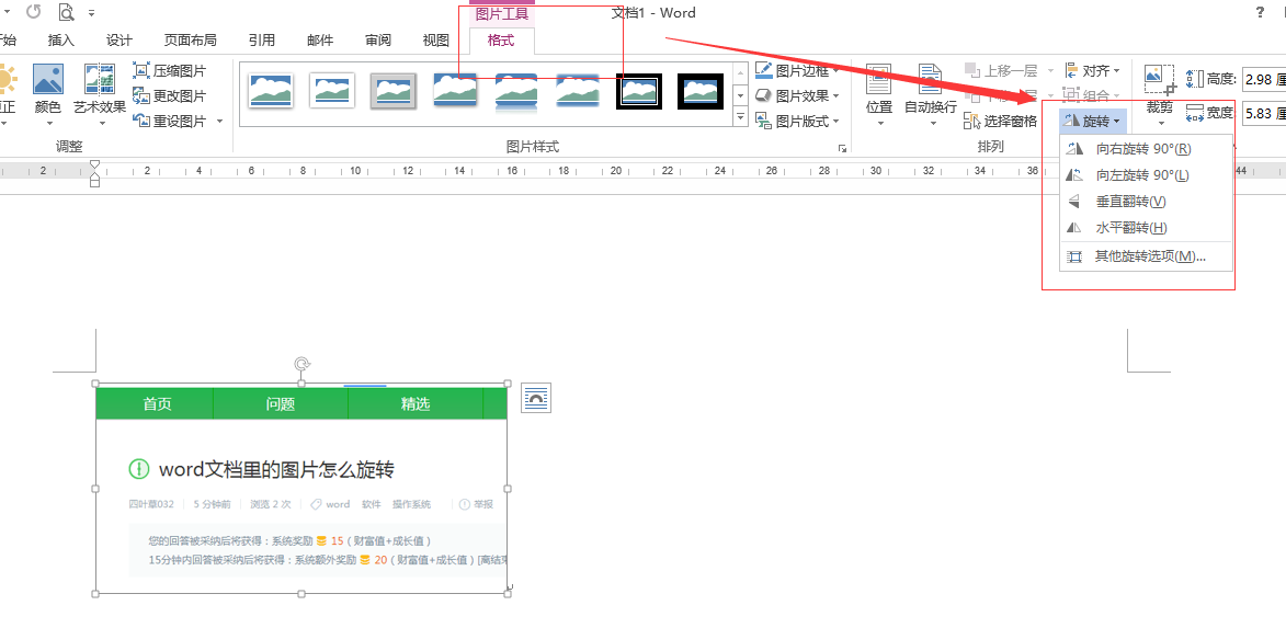word文档里的图片怎么旋转?