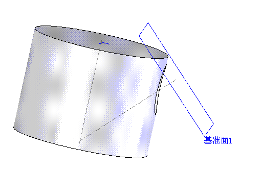 如何使用solidworks在圆柱体上切除一个45度的圆孔