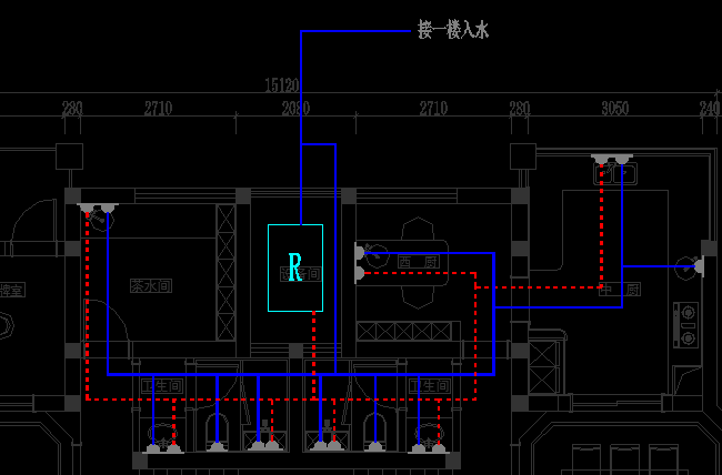 室内水路布置图怎样画cad?