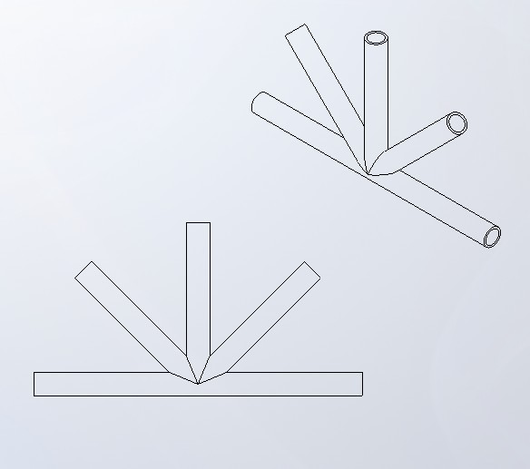 cad中相交圆管的相贯线如何画?