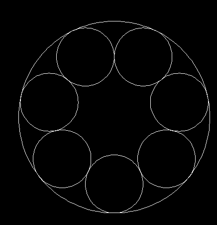 cad一个大圆内画7个小圆怎么画