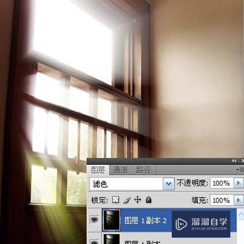 Photoshop怎么给图片中的窗户添加太阳光呢？