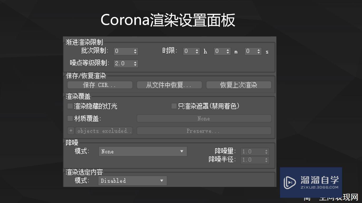 Corona渲染设置面板详细解析教程