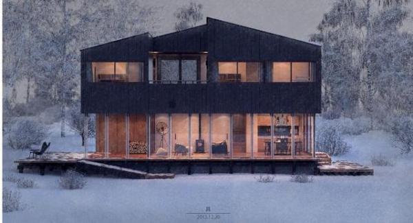 3Ds Max、VRay渲染和Photoshop制作雪后林中小屋创作解析