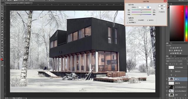3Ds Max、VRay渲染和Photoshop制作雪后林中小屋创作解析