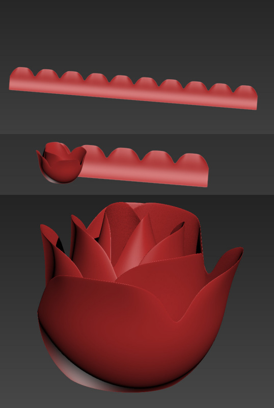 3DMax 怎样用丝带模型围城一朵玫瑰花