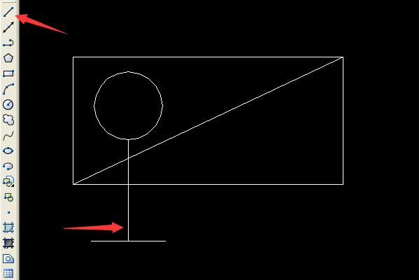 工具画一个支点,如下:3,然后点击画圆工具在其中一个三角形内画一个圆