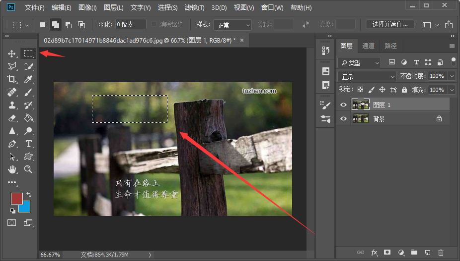 photoshop中怎么把图片中的选区变成透明的?