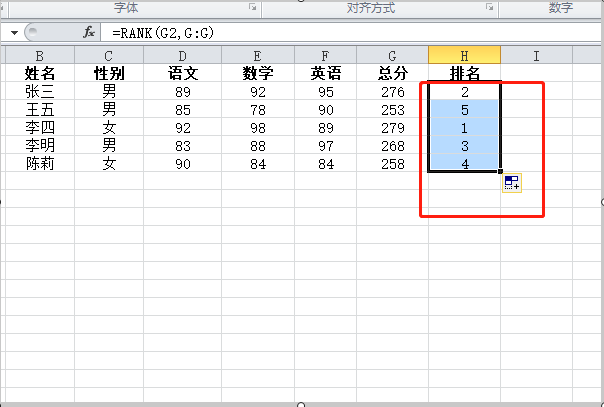 如何在Excel中使用rank函数排序？