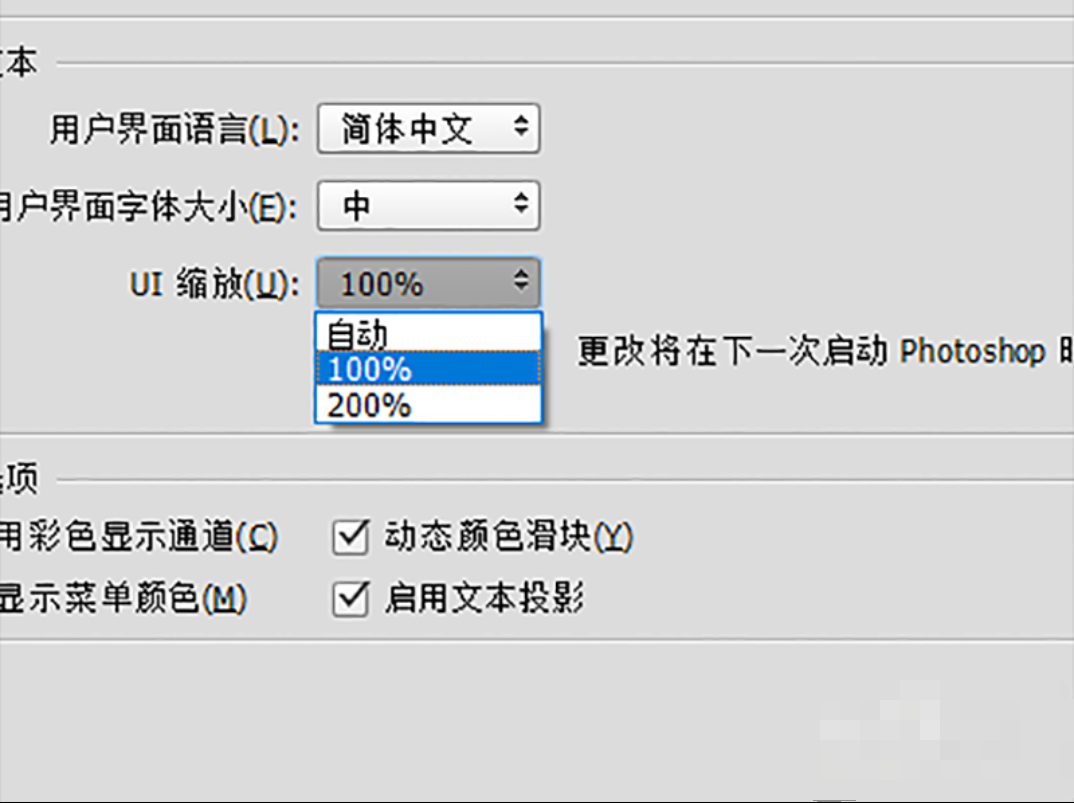 怎么调整PS界面字体的大小？