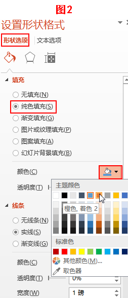 PPT里怎样把图形里面上色？