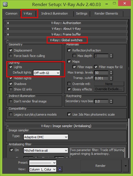 3DMax默认灯光设置参数是？