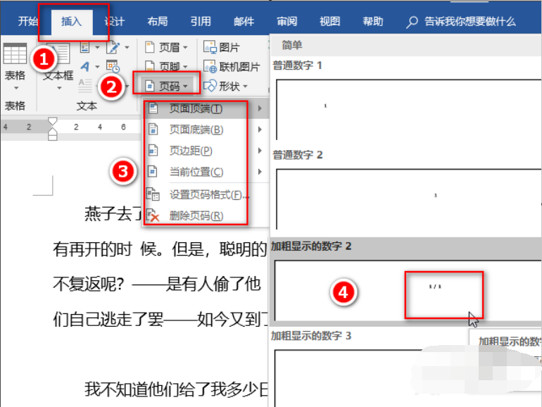 Word中怎么设置页码的字体大小怎么设置？