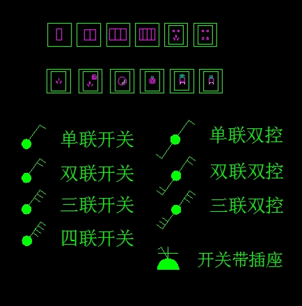 三联三控开关图例符号图片