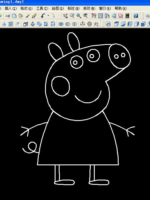 小猪佩奇素描黑白图片