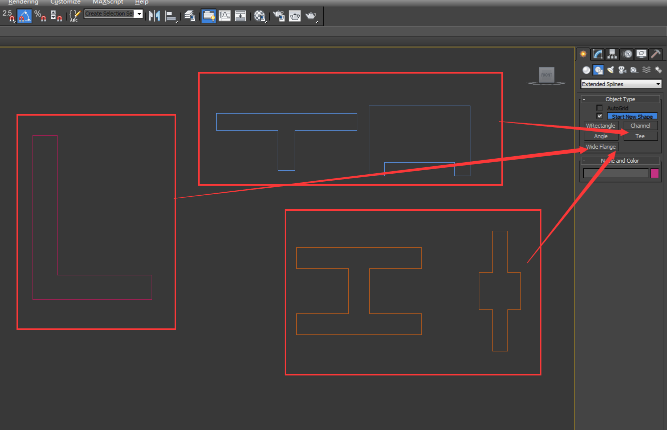 3DMax中画 l 型角钢和 工 字型角钢怎么绘制？以及长度要自由调整