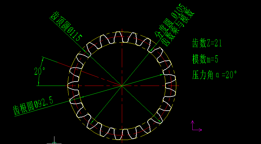 cad 怎麼畫標準齒輪有壓力角與無壓力角分開說?