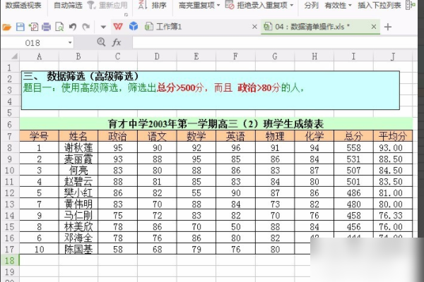 WPS Excel 的高级筛选怎么用？