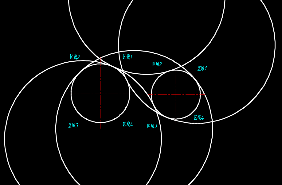 autocad 如何操作分別畫兩個圓的內切圓 外切圓?