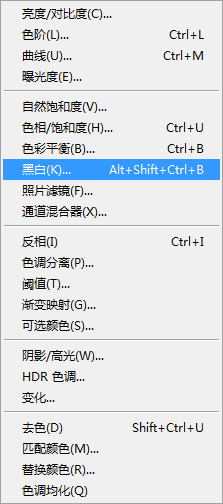 怎样在PS中将彩图调为黑白两色？