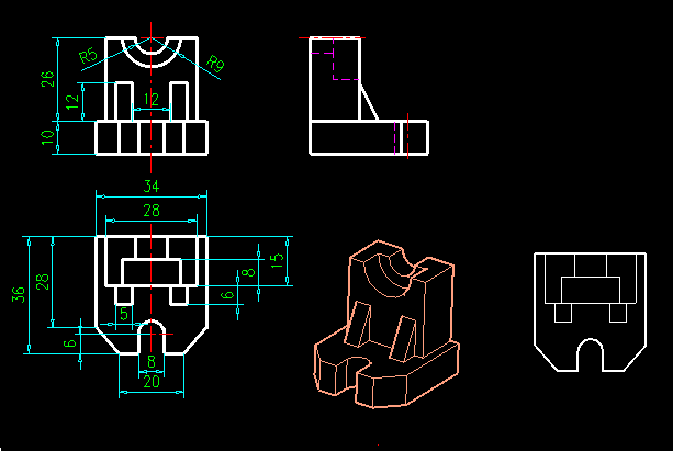 cad里面想把三维视图的图形拉到俯视图里面去
