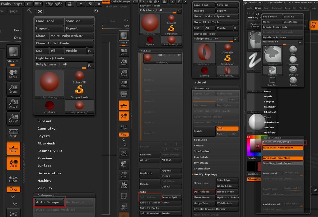 ZBrush，有人知道这两个工具栏怎样弄出来吗？