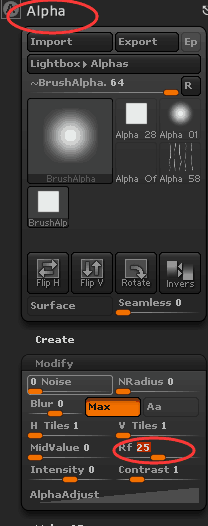 ZBrush的自制alpha那个方框怎么取消？