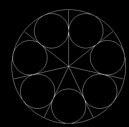 cad一个大圆内画7个小圆怎么画