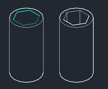 就是类似于画一个圆柱体,中间 给他有一个小圆柱体的空心,在着色后能