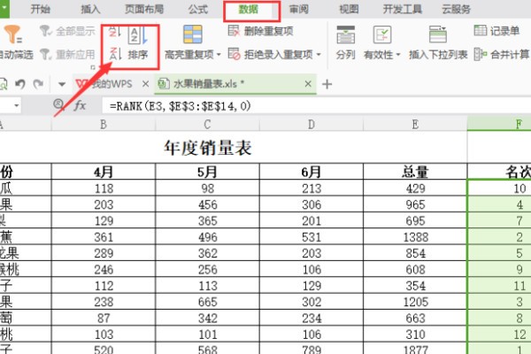 Excel表格怎么设置名次排序？