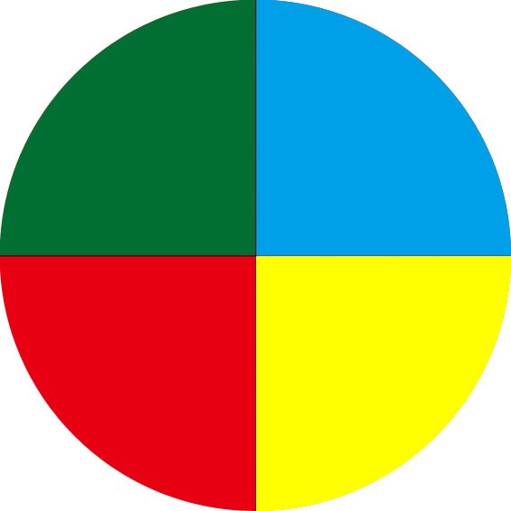 ps怎么能在一个圆里平均填充四个颜色
