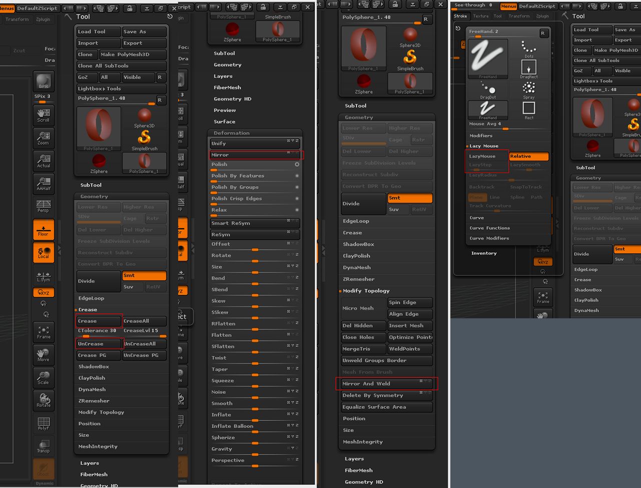 ZBrush，有人知道这两个工具栏怎样弄出来吗？