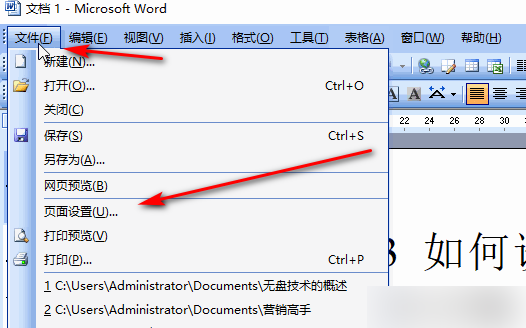 Word2003中的页面布局命令在哪里？