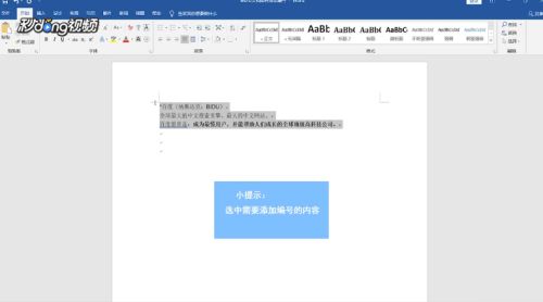 Word文档如何添加编号？