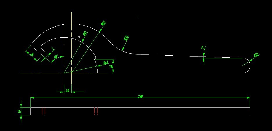 月牙扳手cad图的尺寸