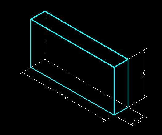 在cad2011版如何畫長1米寬600釐米高300釐米長方體圖形?