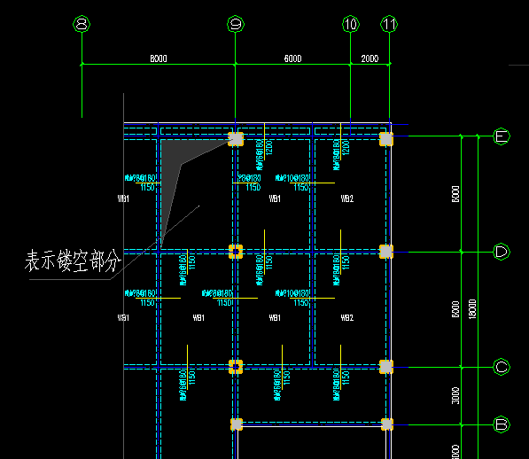 cad施工圖裡怎麼表示二樓部分地方是空的?