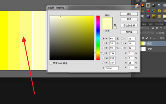 3,进入拾色器的对话框,点击右下角的rgb的颜色,输入rgb数值为r254,g
