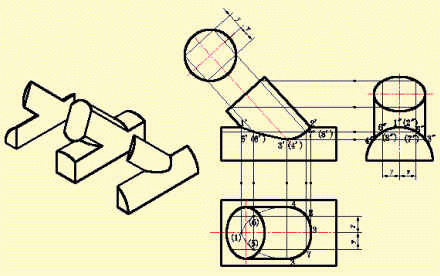 cad两个倾斜圆柱相贯线的画法?