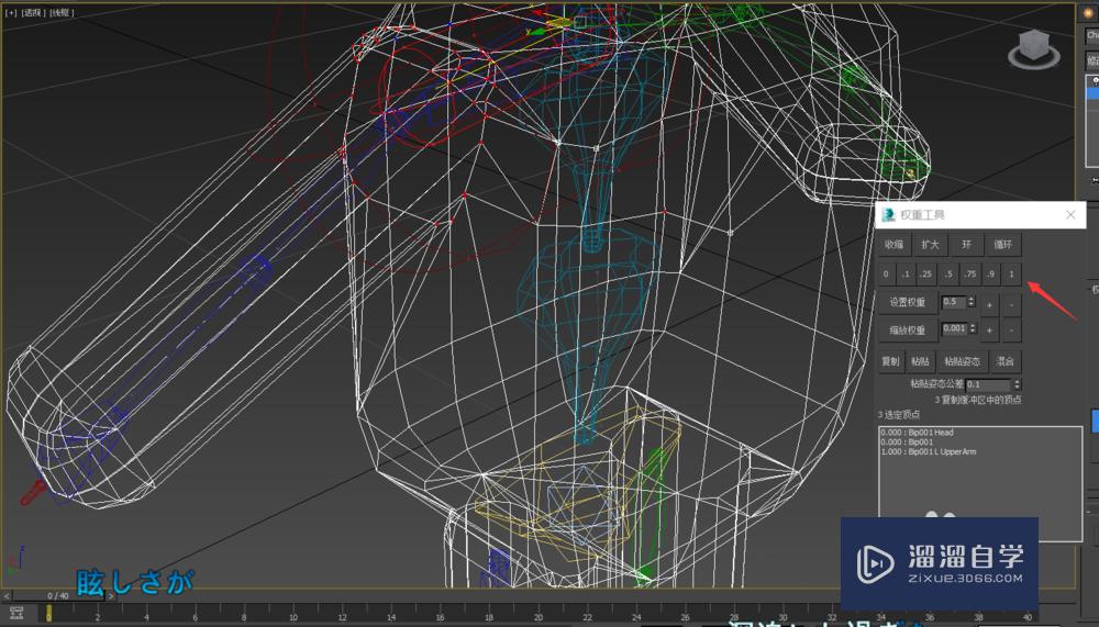 如何调整3DMax权重的骨骼点？